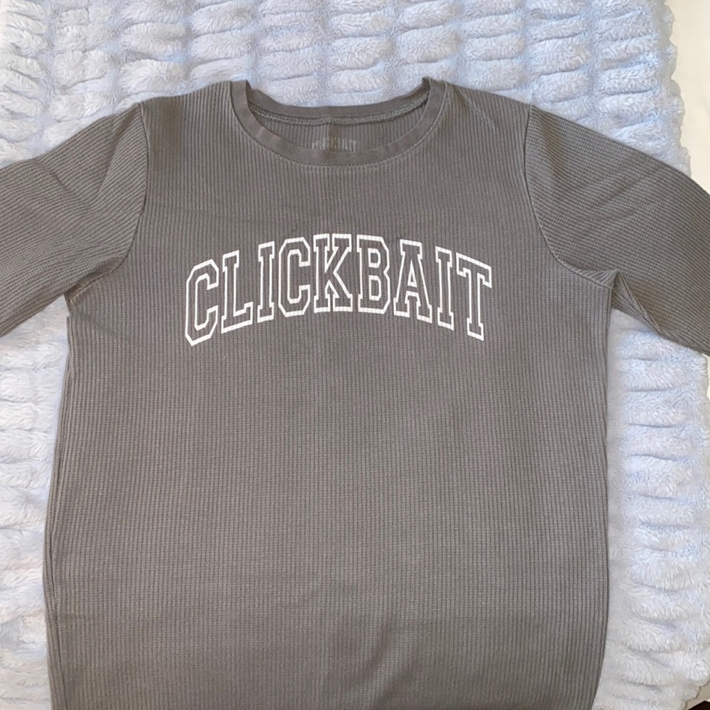 DAVID DOBRIK CLICKBAIT GRAY CHARCOAL WAFFLE LONG SLEEVE SHIRT SIZE MEDIUM